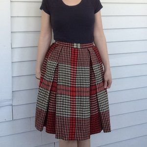 50s Plaid Pleated Skirt Toni Owen Box Pleat XS